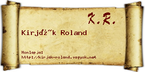Kirják Roland névjegykártya